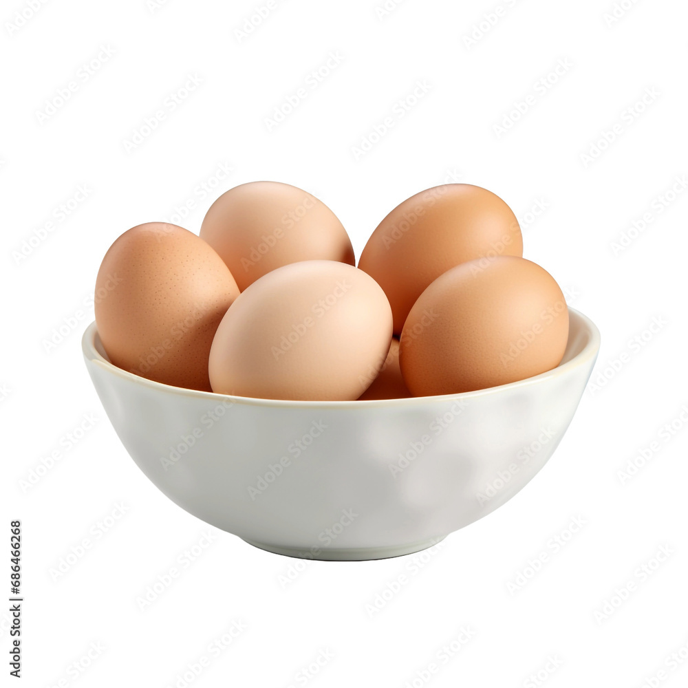 Eggs on bowl isolated on transparent background Eggs on bowl isolated on transparent background