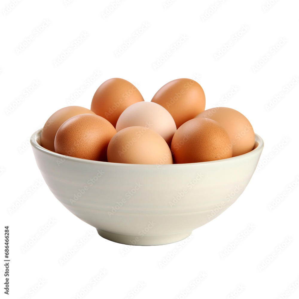 Eggs on bowl isolated on transparent background Eggs on bowl isolated on transparent background