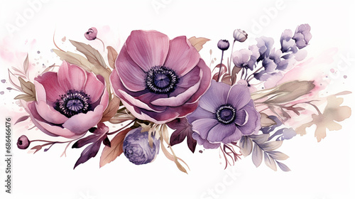 marvelous violet purple and burgundy anemone dusty mauve and lilac rose