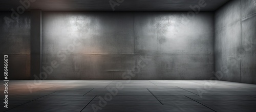 illustration of smooth abstract concrete interior with dark background © Vusal