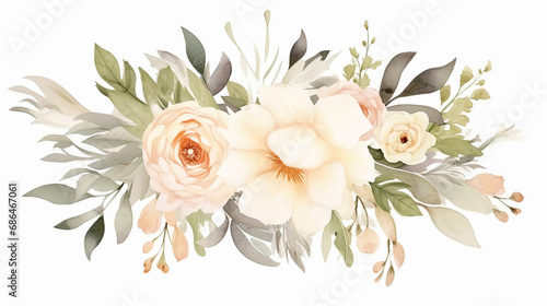 white ivory and blush peach stylish wedding design on white background
