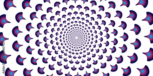 Round pattern with vegetative elements  white background dark blue  object photo
