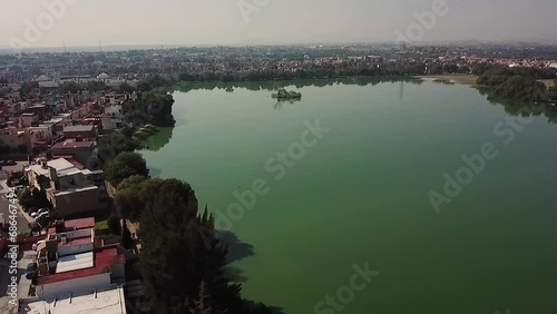 Drone shoot of Axotlan lagoon at north of Mexico City photo