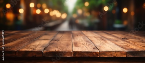 Blurry background of an aged wooden tabletop © Vusal