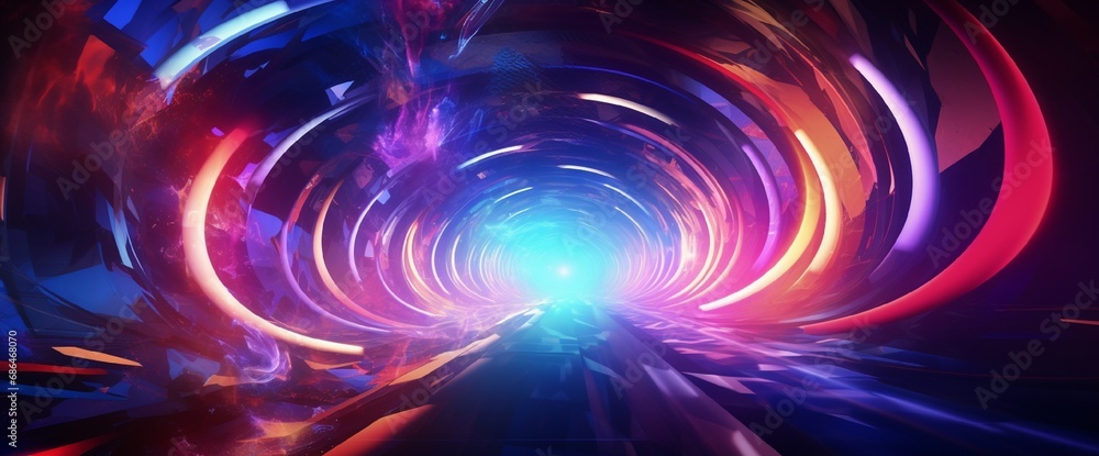 Colorful swirl elements with neon led illumination, Cyberpunk, futuristic background Colorful swirl elements with neon led illumination, Cyberpunk, futuristic background