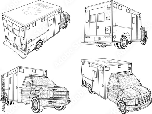Vector sketch illustration of ambulance car design for taking patients to hospital