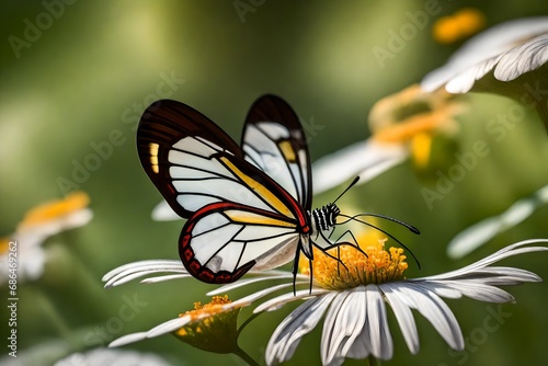 glasswing butterfly (greta oto) in a summer garden-- photo