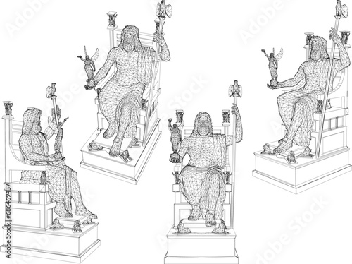 vector sketch illustration design vintage classical statue of the Greek god Zeus © nur