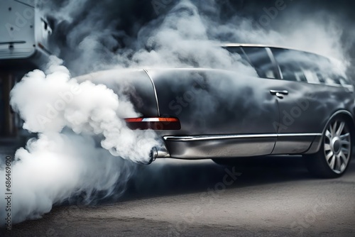 close up of car exhaust pipe with thick smoke © Mazhar