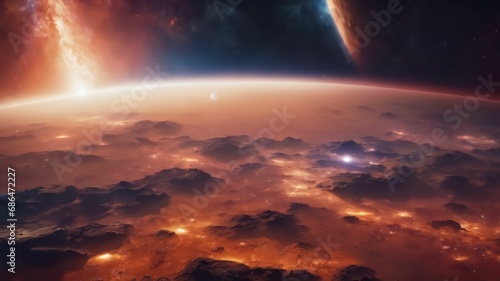 Planeta espacio sistema solar universo constelación naranja