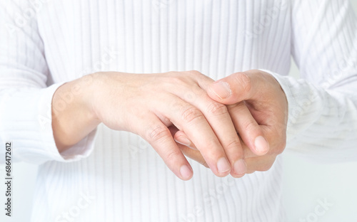 Photography Hands of computer users have pain and injury to the fingers