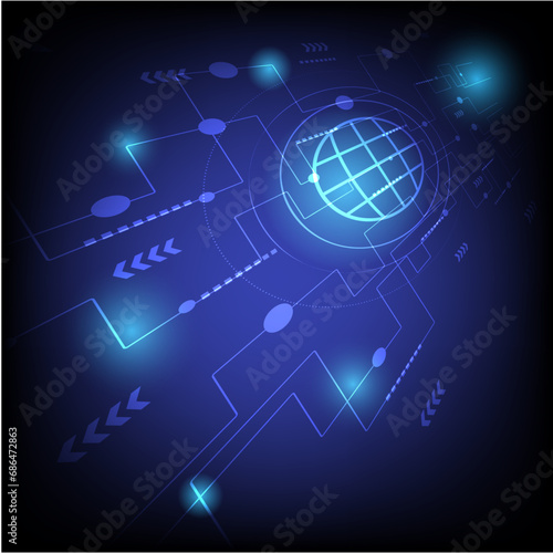 Abstract technology background on blue background.