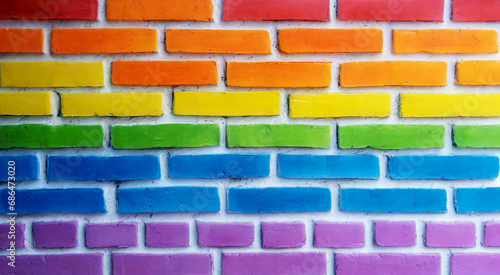 Colorful gay pride banner on wall