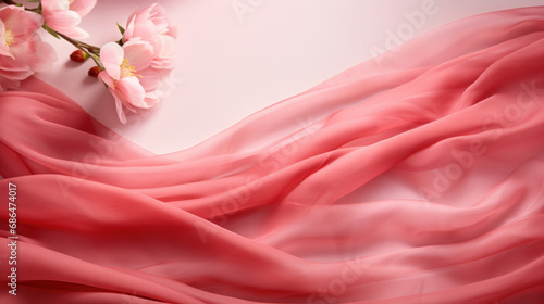 Mockup background with pink flowers and petals on light background