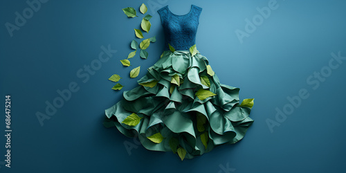 Fashion dress made by recycled garbage plasti Upcycled Couture Garbage Plastic Transformed into Fashion photo