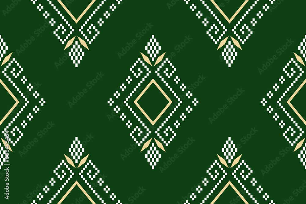 Green Cross stitch colorful geometric traditional ethnic pattern Ikat seamless pattern border abstract design for fabric print cloth dress carpet curtains and sarong Aztec African Indian Indonesian Green Cross stitch colorful geometric traditional ethnic pattern Ikat seamless pattern border abstract design for fabric print cloth dress carpet curtains and sarong Aztec African Indian Indonesian