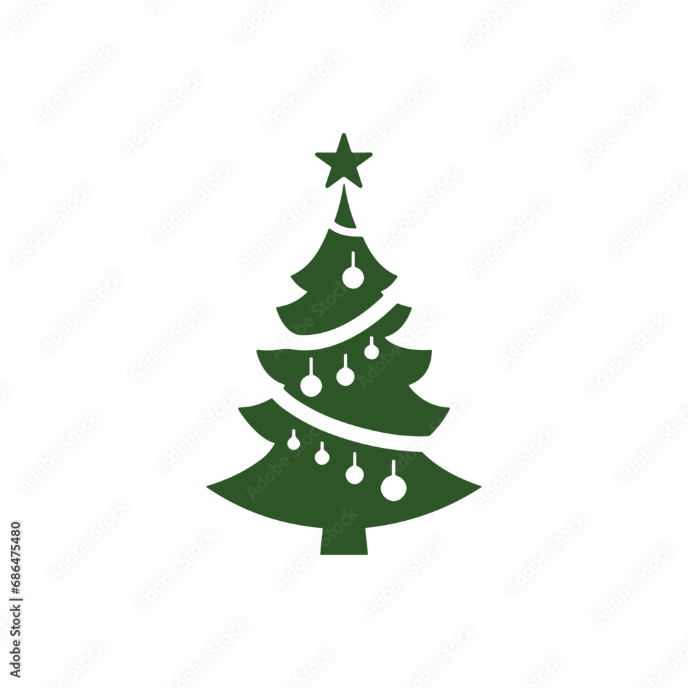 Christmas Tree vector icon on white background
