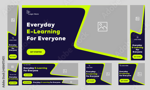 Educational web bundle banner design for social media post, learning training banner design, ads banner, editable vector eps 10 file format