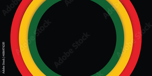 Black History Month abstract tricolor circle  background African, American, vector, celebrate red, yellow, green, banner, poster design vector file