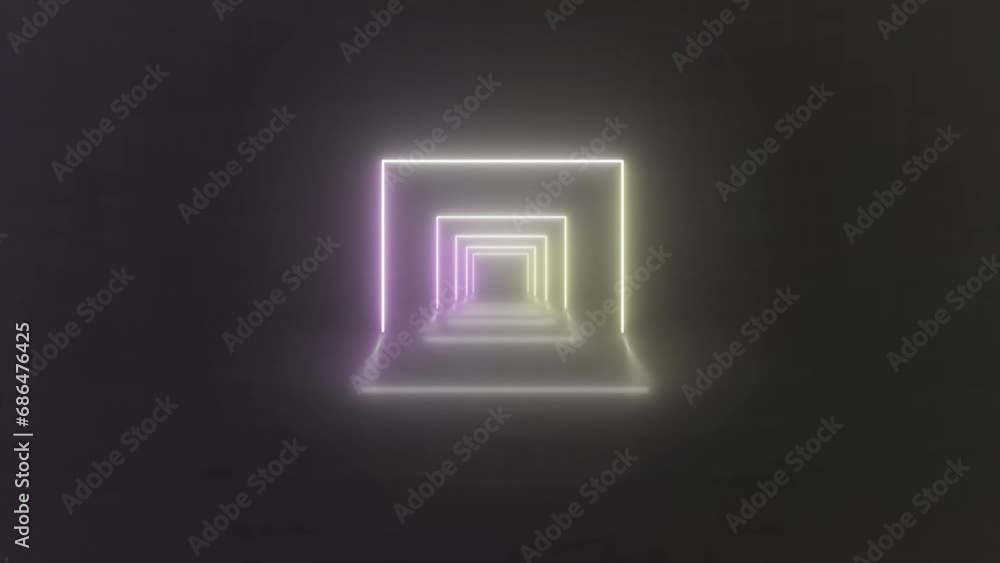 Hi-tech neon sci-fi tunel. Trendy neon glow lines form tunnel pattern. Fly through technology cyberspace. 3d looped seamless background Hi-tech neon sci-fi tunel. Trendy neon glow lines form tunnel pattern. Fly through technology cyberspace. 3d looped seamless background