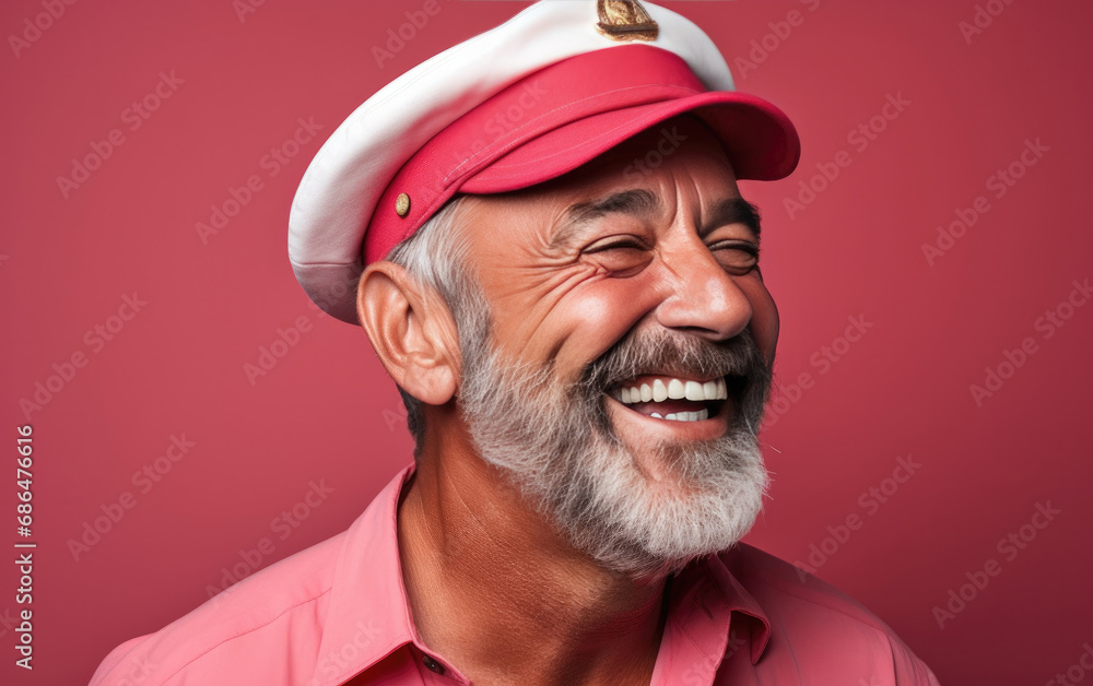 happy smiling Captain on solid color background happy smiling Captain on solid color background