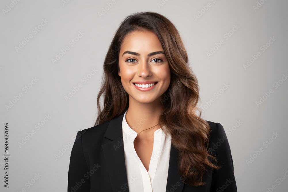 Professional business headshot of a businesswoman in front of a white background Professional business headshot of a businesswoman in front of a white background
