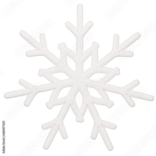 Snowflake 3D,Realistic 3d object in cartoon style. 3D illustration isolated on transparent background.