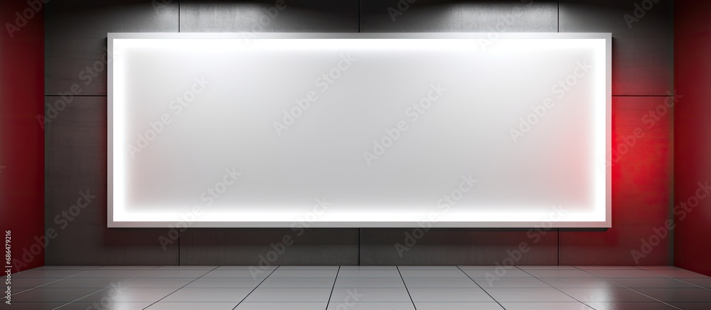 Blank indoor LED display on wall, showcasing successful marketing message. Blank indoor LED display on wall, showcasing successful marketing message.