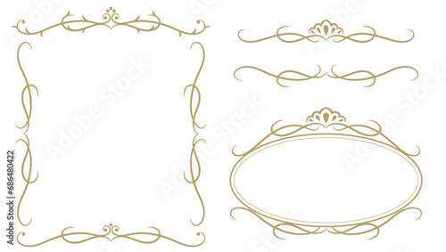 アンティークなゴールドの装飾フレームセット