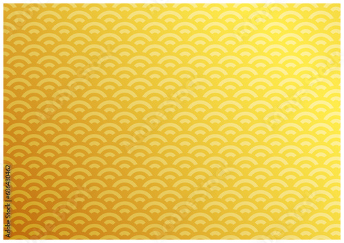 金箔の金屏風な和柄の青海波で金背景年賀状素材1