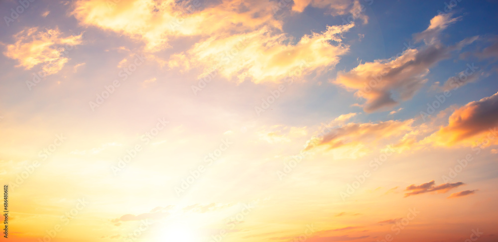 Cloudy sky at dusk colorful background
