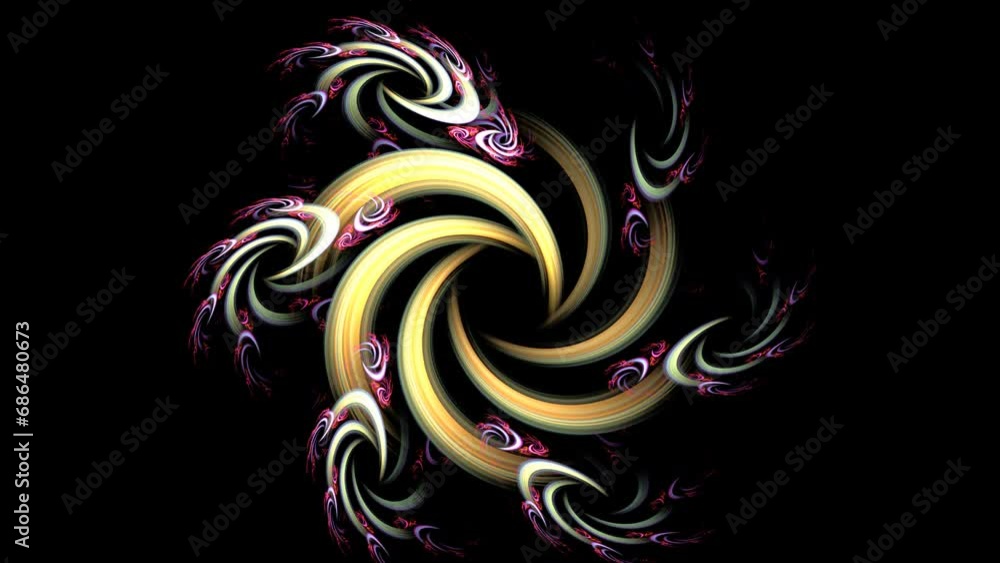Shining rays, beams vibes pulsate in center. Fractal elements metamorphoses with lambent shapes rotation on black. Abstract backdrop of curved stripes whirling and rhythmical motion. 4K UHD 4096x2304 Shining rays, beams vibes pulsate in center. Fractal elements metamorphoses with lambent shapes rotation on black. Abstract backdrop of curved stripes whirling and rhythmical motion. 4K UHD 4096x2304