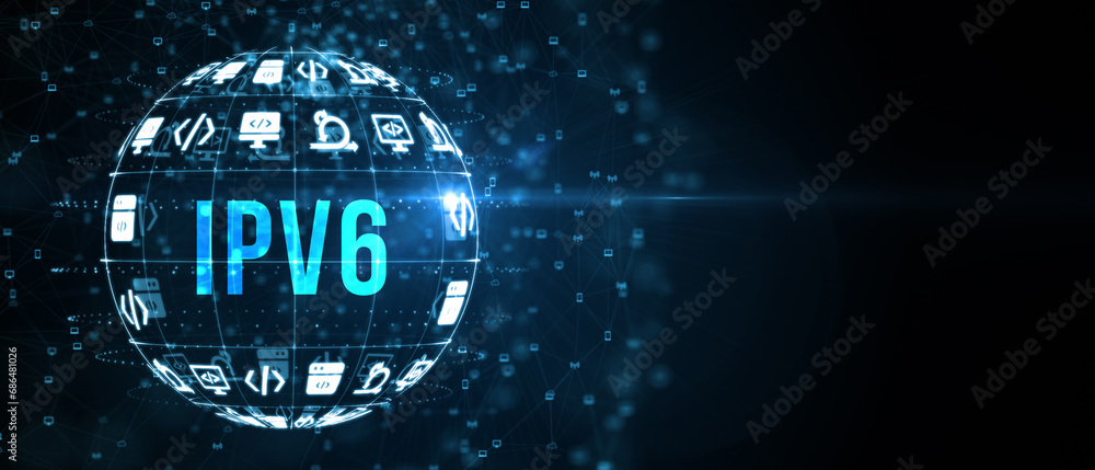 Business, Technology, Internet and network concept. IPV6 abbreviation. Modern technology concept. 3d illustration Business, Technology, Internet and network concept. IPV6 abbreviation. Modern technology concept. 3d illustration