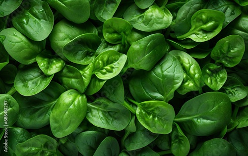 Fresh green baby spinach leaves natural background