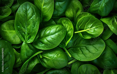 Fresh green baby spinach leaves natural background