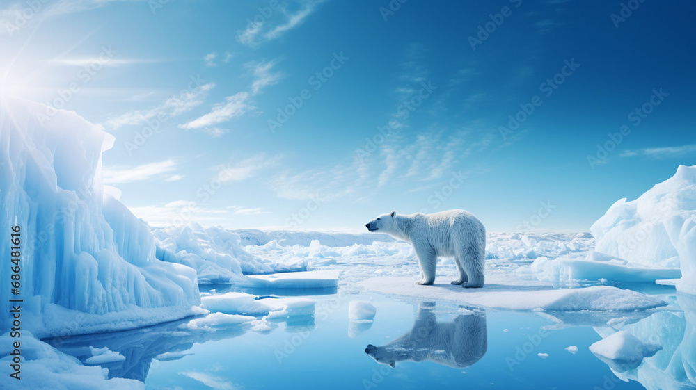 A wild polar bear alone in the arctic A wild polar bear alone in the arctic