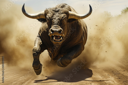 Bull stampede bull stock market concept