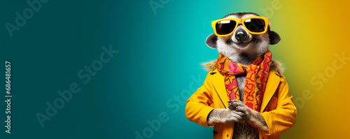 Fashionable funky meerkat in sunglasses photo