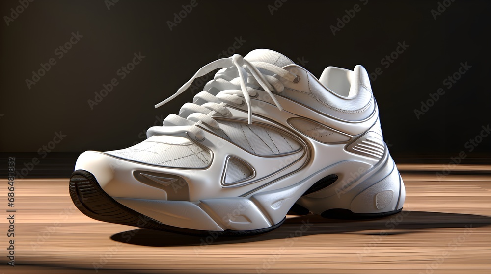 White sports shoe untied ready for action 