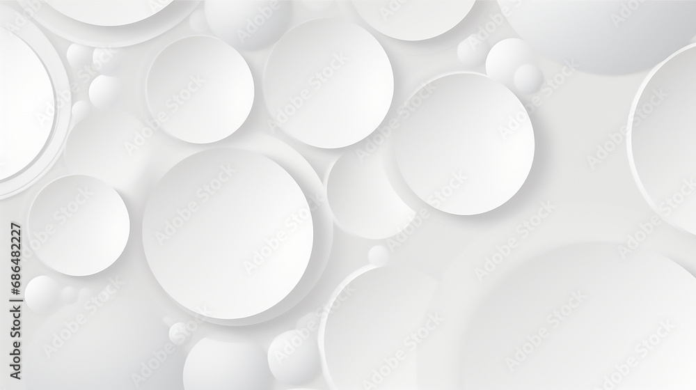 Abstract white circle shape with digital hi tech concept background technology. white background with circles and rings in modern design. 3d circle white background. - obrazy, fototapety, plakaty 
