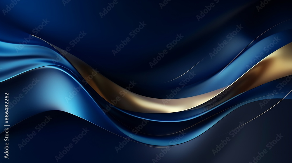 Obraz premium dark blue and gold wave Technology digital Waves background banner background concept. beautiful abstract wave technology background with blue light digital effect corporate.