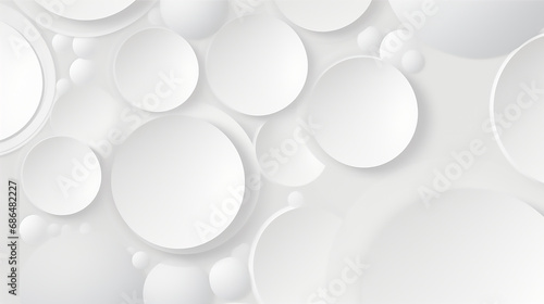 Abstract white circle shape with digital hi tech concept background technology. white background with circles and rings in modern design. 3d circle white background.