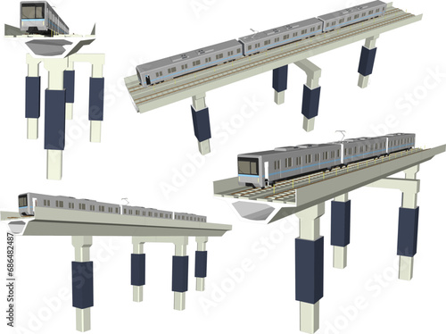 Vector sketch illustration of bridge construction design for railway