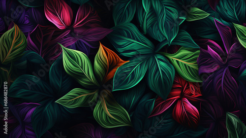 Tropical leaves colorful flower
