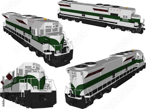 Vector sketch illustration of industrial locomotive train transportation equipment design