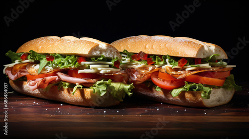 Two fresh submarine sandwiches