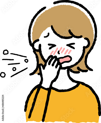 風邪をひいている女性