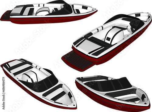 Vector sketch illustration of speedboat motorboat design with speed
