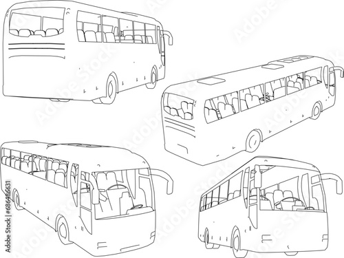 Vector sketch illustration of the design of a large bus transportation tool