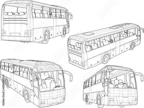 Vector sketch illustration of the design of a large bus transportation tool